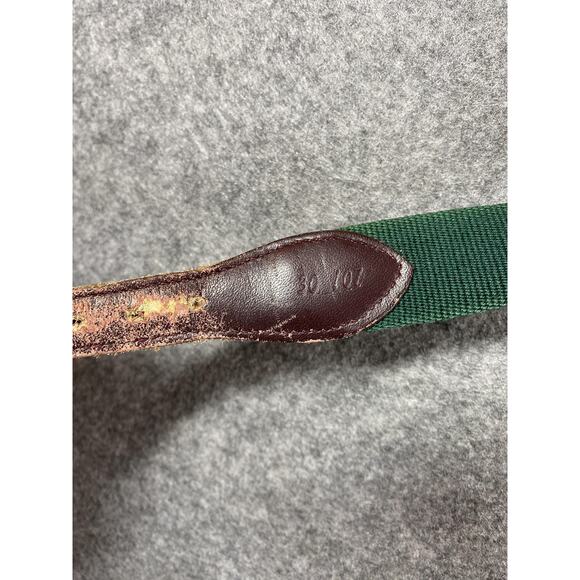 Trafalgar Belt Mens Size 30 Green Surcingle Canvas Leather Tabs Brass Buckle - Picture 8 of 13